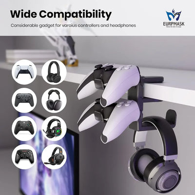 3-in-1 PC Gaming Headset&Controller Holder Headphone Stand