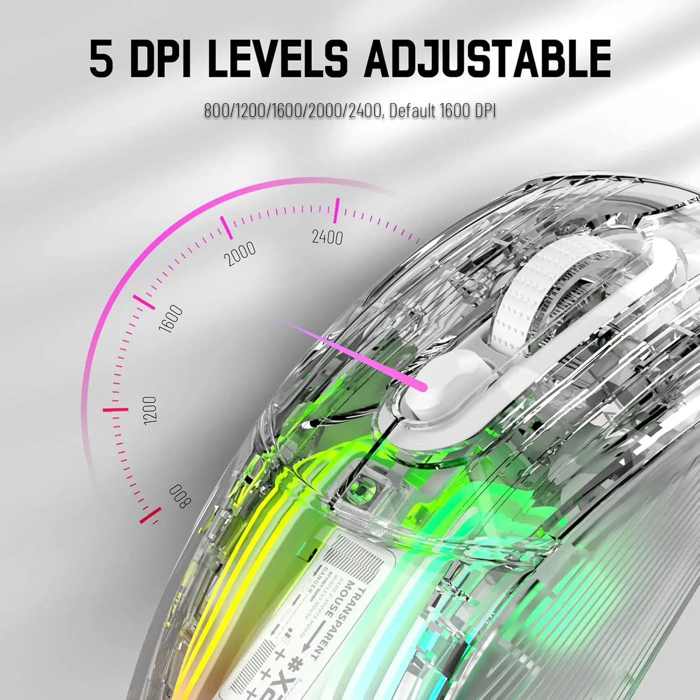 Wireless Transparent Shell Gaming Mouse