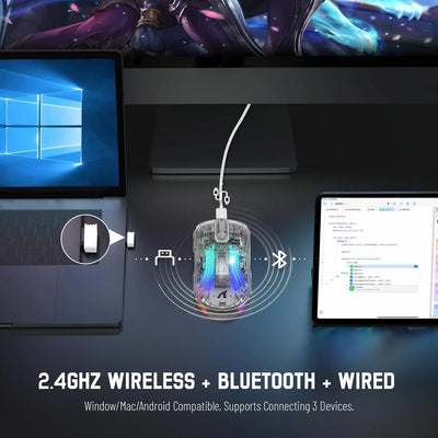 Wireless Transparent Shell Gaming Mouse