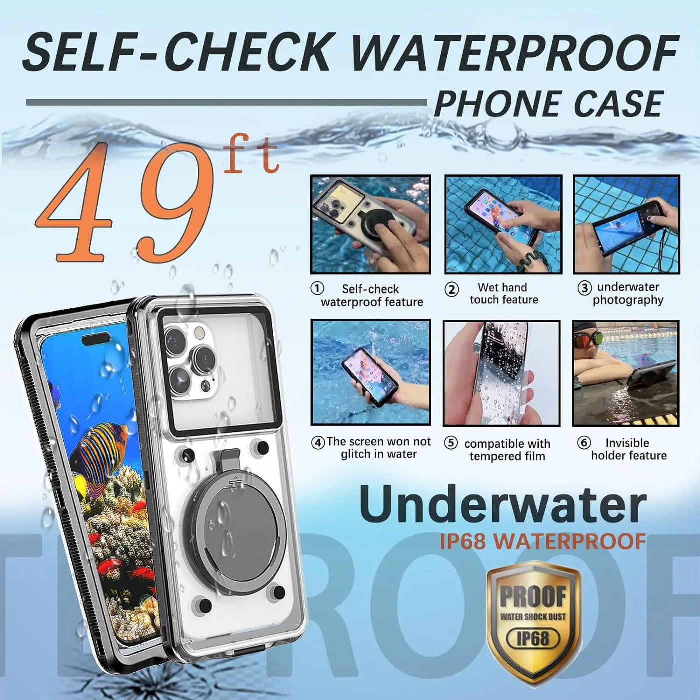 Wasserdichte Handyhülle Universal Self-Check Unterwassertasche