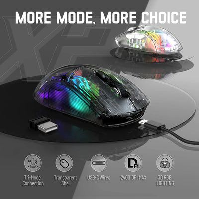 Wireless Transparent Shell Gaming Mouse