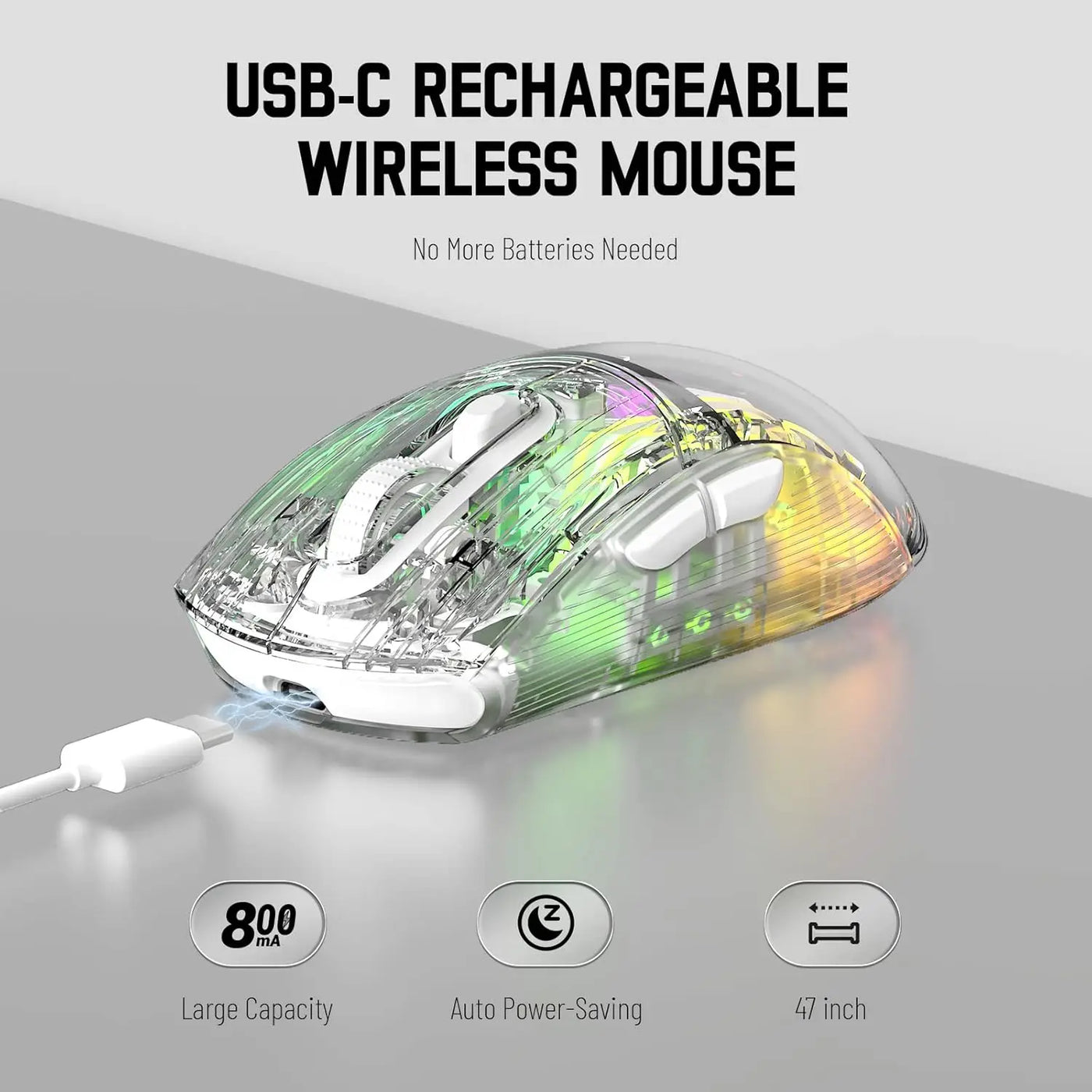 Wireless Transparent Shell Gaming Mouse