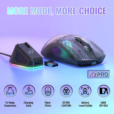 Wireless Transparent Shell Gaming Mouse