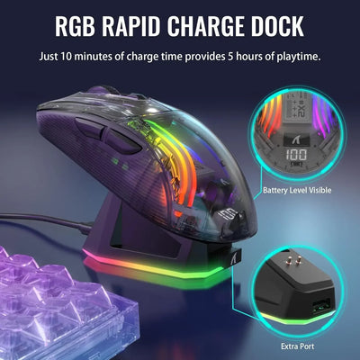 Wireless Transparent Shell Gaming Mouse